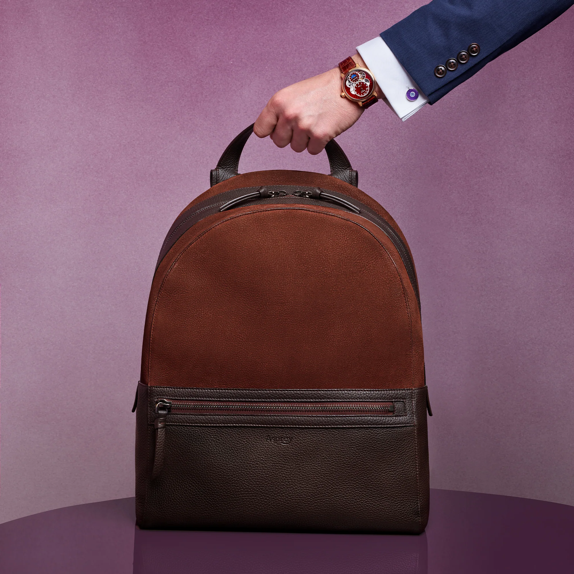 GMT Backpack in Soft Grain Leather & Nubuck - Image 3