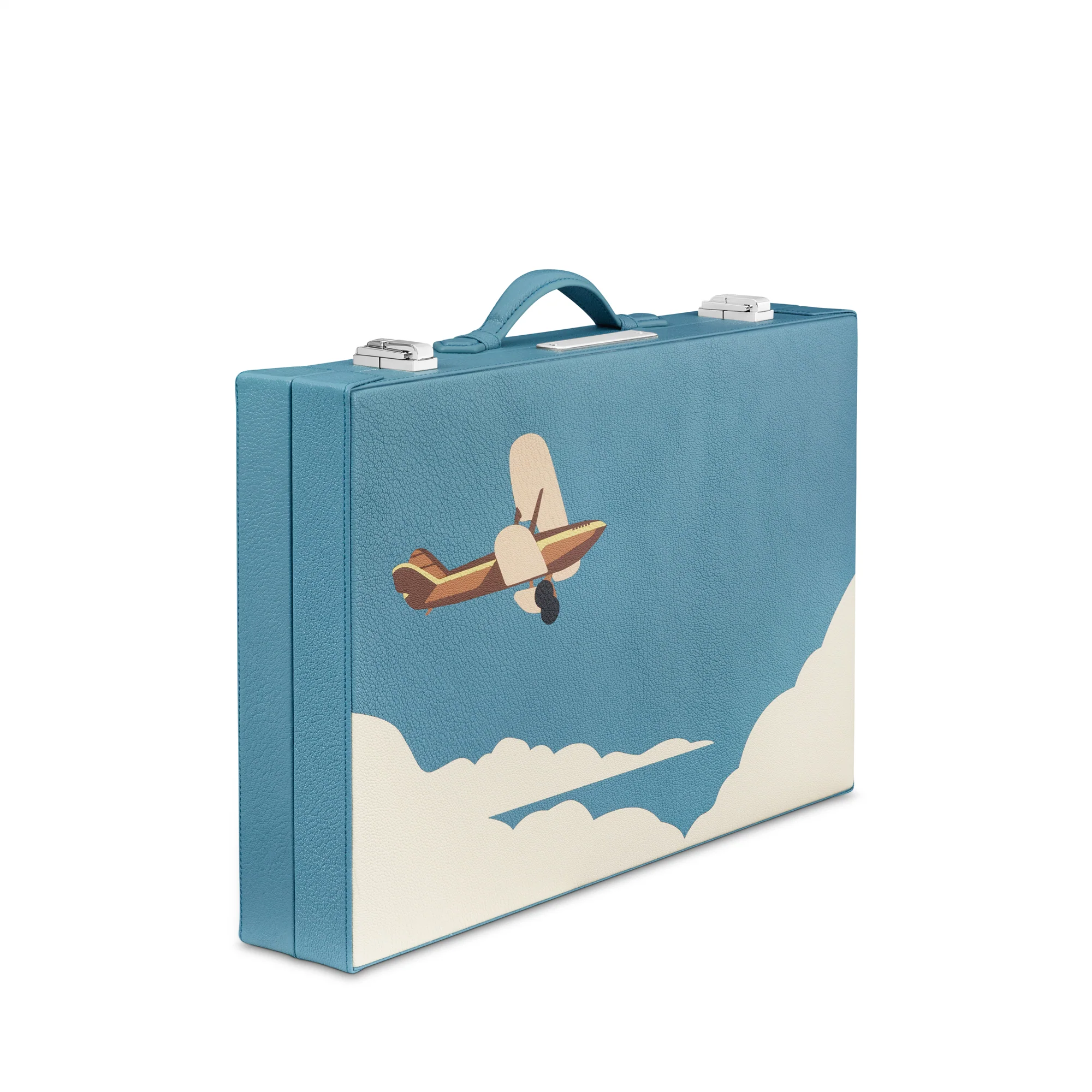 Hanover Small Backgammon in Pebble Grain Leather, Aeroplane - Image 3