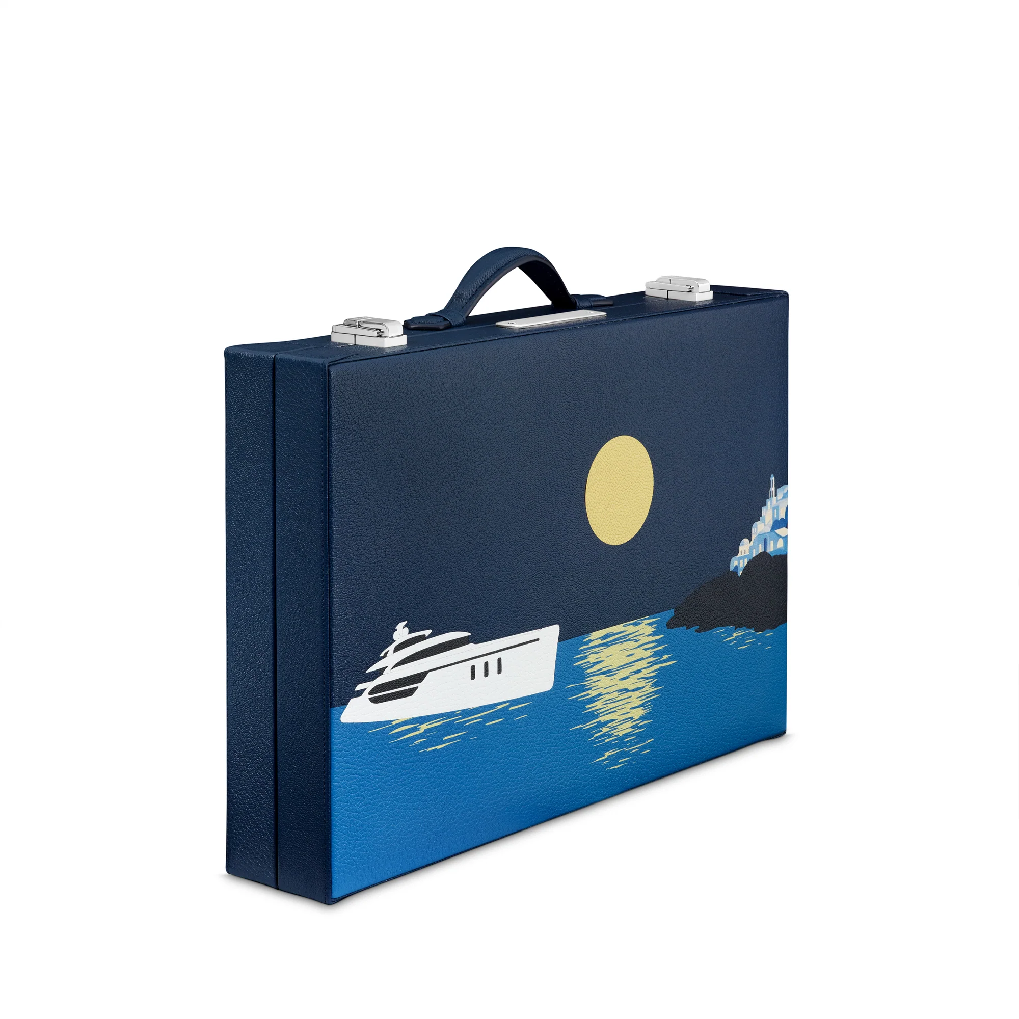 Hanover Small Backgammon in Pebble Grain Leather, Yacht - Image 3