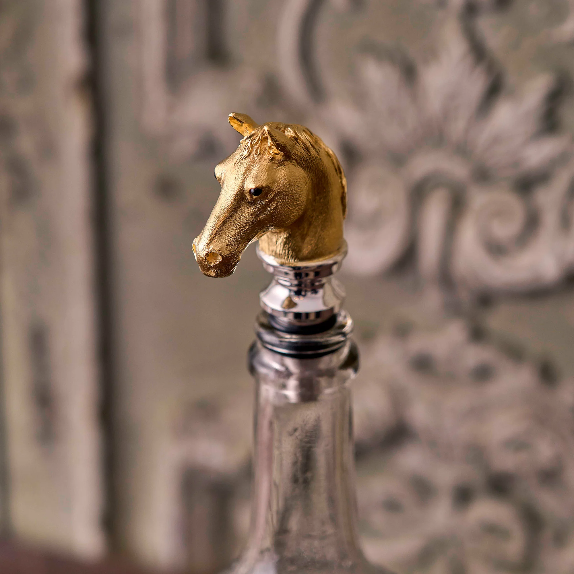 Horse Head Bottle Stopper in Sterling Silver Gilt - Image 3
